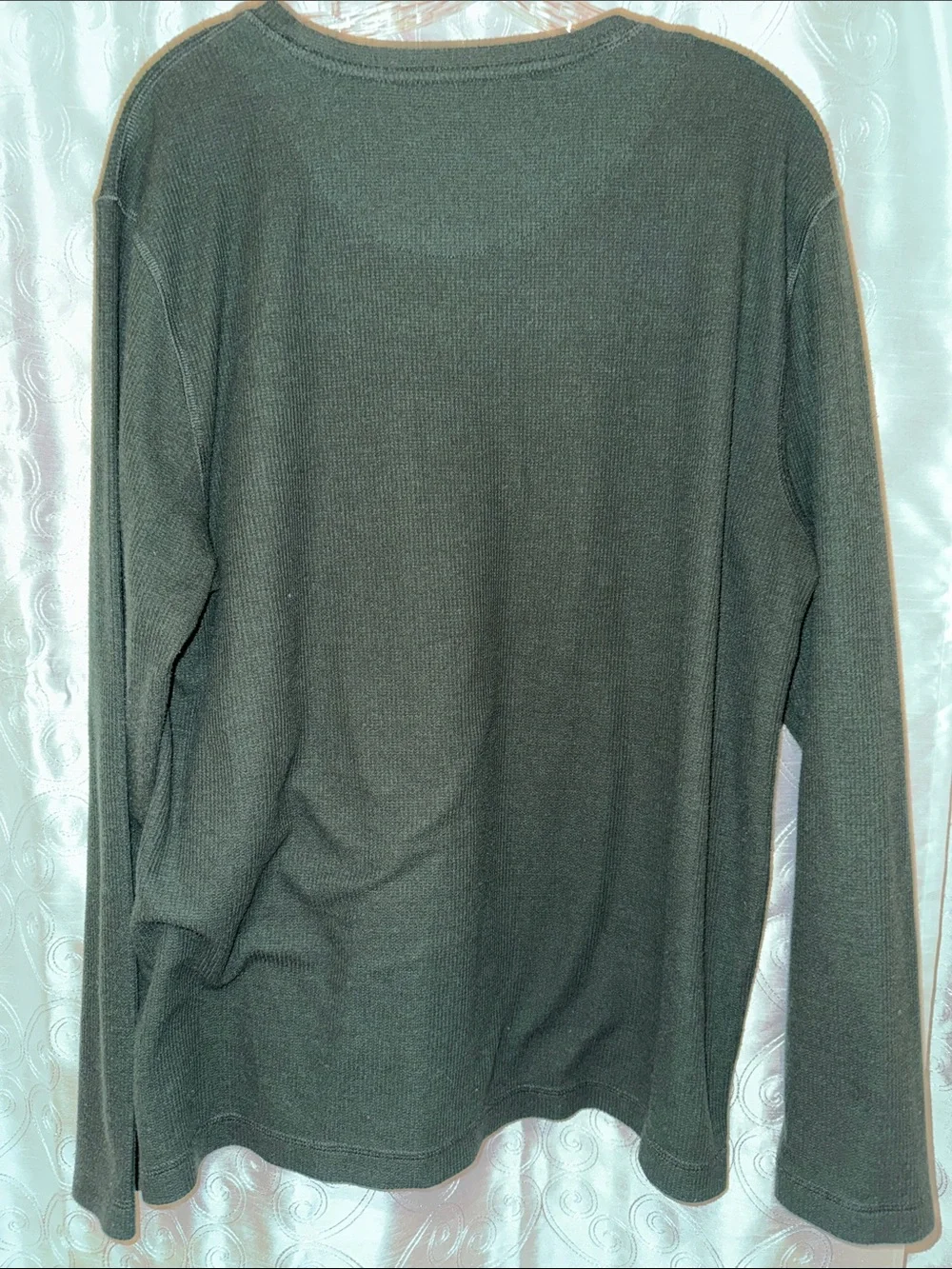 Eddie Bauer Forest Green Thermal Crewneck Sweater Men’s Size Large 🔥 G6